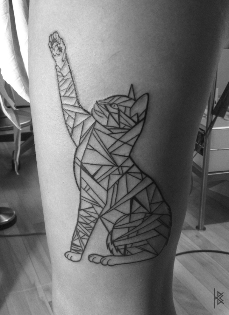 Geometric Cat Tatoo